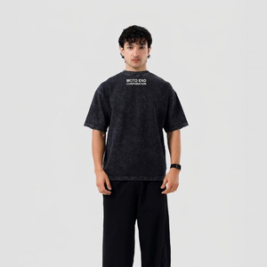 เสื้อยืดโอเวอร์ไซส์สีดำผ้าฝ้ายฟอกทรงโอเวอร์ไซส์ คอกลม แขนสั้น สไตล์ลำลอง สตรีทแวร์ พิมพ์ลายตัวอักษร ทรงพอดีตัว - Product Image 5