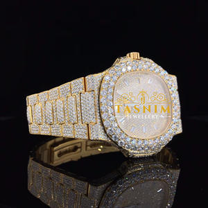 Montre de luxe en acier inoxydable avec diamants Moissanite VVS, mouvement à quartz, bracelet 20 mm, idéale pour les affaires et la mode, cadeau parfait, directement de l'usine - Product Image 3