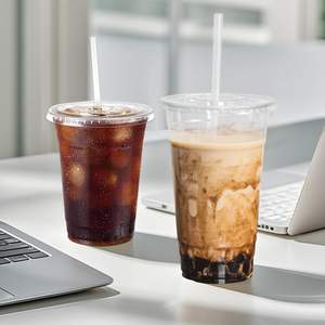16oz Clear Plastic Disposable <b>Cups</b> Lids Leak Proof BPA Free Freezer Safe for Smoothies Cold Brew <b>Iced</b> <b>Coffee</b> Lemonade - Product Image 1