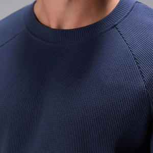 Men's Crewneck Sweatshirt Casual Long Sleeve Geometric <b>Textured</b> Waffle Knit Fashion Pullover Shirt - Product Image 2