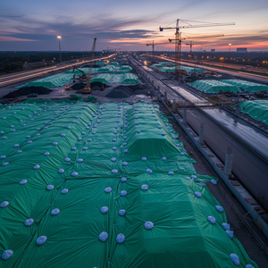 Lona Impermeable de PE/PVC Reforzada Premium para Construcción de Carreteras, para Constructores, Contratistas y Uso Industrial, Exportación - Product Image 2