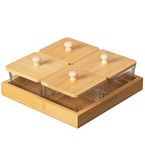 Handmade wooden <b>storage</b> <b>jar</b> with tray Dry Fruit Container Box Standard Designing Round Shape <b>Kitchen</b> Organizer <b>for</b> Beans spices - Product Image 3
