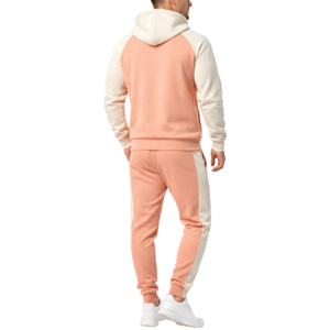 Chándal Peach & Cream más vendido para hombre |   Sudadera con capucha y pantalones con franja lateral en contraste color crema |   Conjunto Deportivo Moderno - Product Image 2
