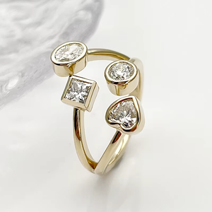Women's 18K Gold Plated Minimalist <b>Diamond</b> <b>Ring</b> Round Brilliant Cut Everyday Wear - Product Image 4