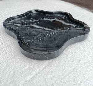 Plateau de service décoratif en pierre naturelle, marbre zèbre noir, forme irrégulière, moderne, résistant au feu, garantie 5 ans, pour cuisine et salle à manger - Product Image 3