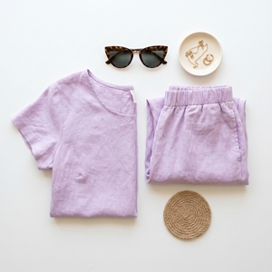 Women Ribbed Washed Mid Waist Two Piece Shorts Set Sleeveless <b>Crop</b> <b>Top</b> Drawstring Knee Shorts Casual Summer Outfit 100% Cotton - Product Image 3