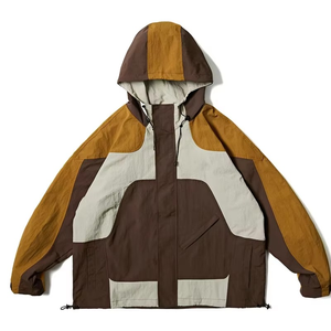 Chaqueta Deportiva de Estilo Americano con Logotipo Personalizado, Chaqueta Vintage Holgada para Hombre, Chaqueta con Capucha Resistente al Viento - Product Image 1
