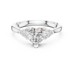 Anillo de Compromiso con Diamantes de 1.39 CT en Forma de Corazón y Trillón, Diseño Romántico de Corona Tríplice - Product Image 1