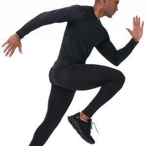 Custom Logo Quick Dry Breathable Long Sleeve T-Shirt Polyester Made Black Color Sport Men's Running T-Shirt - Product Image 3