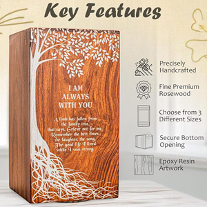 Walnut Finish Wooden Cremation Urn for Adults Eco Wooden Urn for Human Ashes by AYAANS - Product Image 4