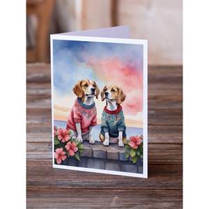 Beagle Two Hearts Whimsical A7 <b>Greeting</b> <b>Cards</b> Pack of 8 Blank <b>Note</b> <b>Cards</b> with Envelopes Size 5x7 - Product Image 2