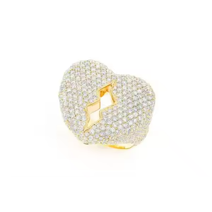 Anillo de cóctel de lujo con diamantes en forma de corazón, chapado en oro de 18 quilates, engaste pavé, joyería de fiesta para mujer - Product Image 1