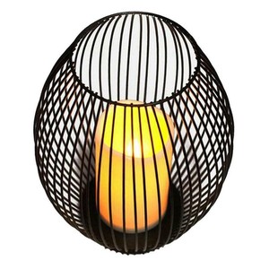 Portavelas de Hierro Forjado Estilo Antiguo con Panel de Vidrio para Centro de Mesa de Boda Rústico, Decoración del Hogar - Product Image 1