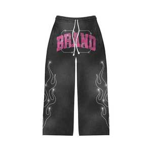 Ensemble de jogging vintage personnalisé respirant en maille, impression DTG, délavage acide, 100 % coton, survêtement streetwear à capuche coupe droite - Product Image 2