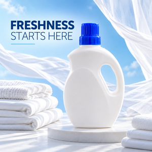 Bouteille de lessive avec poignée | Conteneur de nettoyant liquide en PEHD, rechargeable, avec bouchon à vis, corps large, 1000 ml, pour stockage - Product Image 2