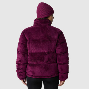 Chaqueta de Forro Polar Morado para Mujer, Cuello Alto, Cierre de Cremallera, Grosor Estándar, Ropa de Invierno, Manga Larga, Color Sólido, Corte Regular - Product Image 3