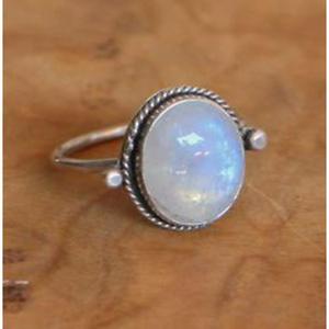 Vintage 925 Silver Rainbow Moonstone Water Drop Shape Bezel Setting Gemstone <b>Ring</b> Unisex Everyday Wear Jaura Jewels R38 - Product Image 2
