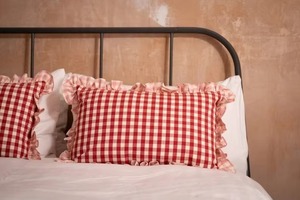 Striped Rectangle Cushion Cover with Ruffle Edge Classic Style Home <b>Decor</b> <b>Pillow</b> Case 100% Linen Handmade - Product Image 6