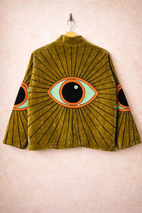 Hand Embroidered Suzani Velvet Cotton <b>Bomber</b> <b>Jacket</b> Reversible Boho <b>Vintage</b> Short Coat Colorful Ethnic Floral Autumn/Winter - Product Image 3
