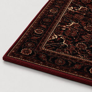 Tapis floral noir bordeaux profond, tapis botanique moderne avec bordure encadrée, 100% laine de Nouvelle-Zélande, antidérapant, lavable, pour salon - Product Image 3