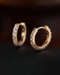 Pendientes de Aro de Oro de 14K con Diamantes, Pequeños, Minimalistas, para Uso Diario, Regalo para Mujer, Joyería Fina, Diseño Chic - Product Image 1