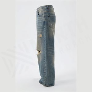 GENERSA SPORTS Jeans Rectos de Mezclilla para Hombre, Ligeros, Transpirables, de Alta Calidad, Estilo Hip Hop Otoñal, Cierre de Cremallera, Cintura Baja - Product Image 3