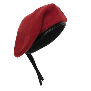 <b>Red</b> <b>Wool</b> Beret Hat with Black Leather Trim and Tie String Unisex European Style Spring Autumn Casual Wear 56-58CM - Product Image 3