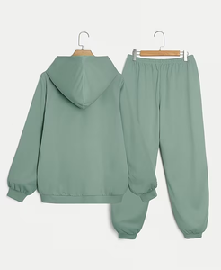 Women's Winter Loose Solid Color Hoodie Jogger Set Fleece Tracksuit Two Piece Sweatpants Outfit for Casual Wear - Product Image 2