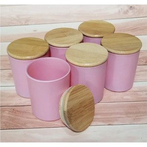 Wholesale Luxury Matte White Glass Candle Jar with Airtight Wooden <b>Lid</b> Custom Ceramic Candle Vessel Empty Candle Making <b>Pot</b> Jar - Product Image 3