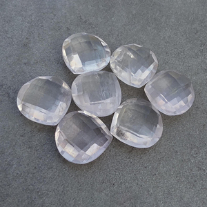 Quartz Rose Naturel, Pierre Précieuse Calibrée en Forme de Cœur à Taille Checker, Pierre Libre pour Bijoux - Product Image 2