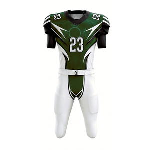 Ensemble d'uniformes de football américain pour hommes, vert et blanc, imprimé par transfert thermique, numéro 23, manches courtes, évacuation de l'humidité, coupe ajustée, maille sur le devant - Product Image 5
