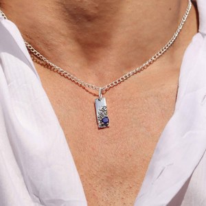 Collier pendentif vintage fait main en lapis-lazuli, argent sterling 925, pierre naturelle plaqué or/argent pour homme et femme, origine Rajasthan - Product Image 5