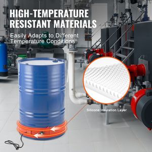 Chauffe-tambour métallique 1200 W, bande chauffante pour seaux de 5 pouces de large, pour fûts de 55 gallons, thermostat réglable 86-302F, équipement de chauffage haute performance - Product Image 3