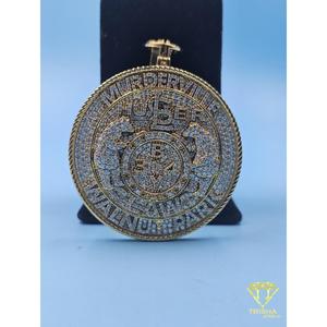 Pendentif médaillon B14 personnalisé, serti de diamants, pour homme, finition ronde, bordure en corde, diamant de laboratoire, bijoux hip hop - Product Image 1