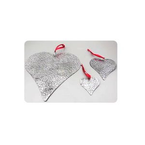 Adorno Colgante de Corazón Metálico Plateado Texturizado, Marco Decorativo de Corazón con Cuerda, Diseño Moderno Navideño para Montar en la Pared, Decoración del Hogar - Product Image 3