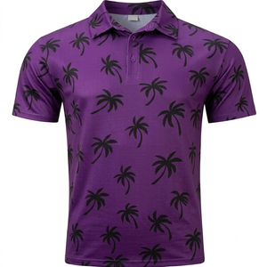 Camiseta de Golf para Hombre de Alta Calidad con Diseño de Palmeras, Manga Corta, Tejido de Poliéster, Cómoda, Transpirable y de Secado Rápido - Product Image 1