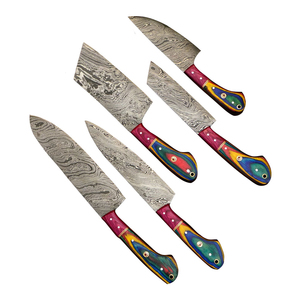 Ensemble de couteaux de chef en acier Damas faits à la main, collection de couverts avec lames ultra-affûtées, équilibrés pour la cuisine, fabrication artisanale haut de gamme - Product Image 3