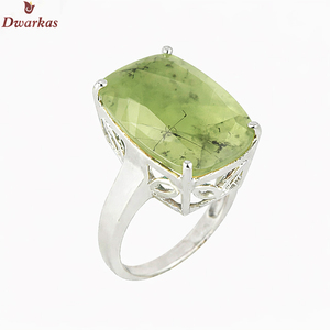 Bague classique en argent sterling 925 avec pierre précieuse préhnite, bijoux pour homme, pierre naturelle faite à la main, pierres précieuses facettées, vente en gros - Product Image 1