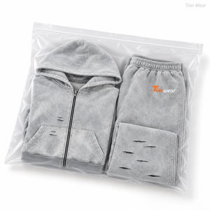 Conjunto de Sudadera con Capucha y Pantalones Deportivos para Mujer, Estilo Acid Wash, Holgado, Desgastado, 2 Piezas, 100% Algodón - Product Image 6
