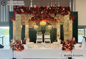 Mandap de Boda Elegante Blanco con Base de Elefante Majestuoso para EE. UU., Mandap Tallado a Mano de Fibra para Bodas de Destino - Product Image 3