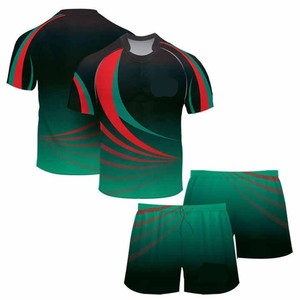 Men's Sublimated Rugby Uniform Gray Black Crew Neck Shorts Breathable Moisture Wicking Drawstring Shorts All Winter Rugby Wear - Product Image 2
