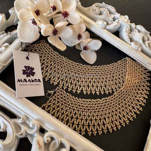 Collier ras du cou brodé de perles de verre faites à la main de luxe bijoux en perles pour vêtements de mariée, soirées, - Product Image 2