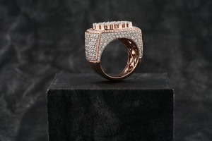 Anillo de Compromiso de Moissanita VVS en Oferta, Chapado en Oro Rosa de Ley 925, Regalo de Boda para Hombres y Mujeres, Estilo HipHop, Diamante Fino - Product Image 3