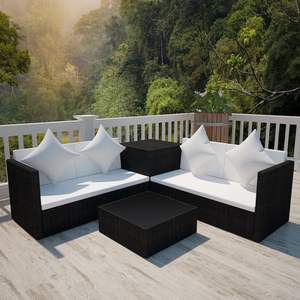 Conjunto de Muebles de Patio Modulares Medianos de Poliratán Negro - Product Image 1