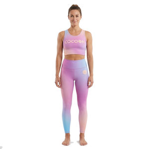Conjunto de Yoga Degradado Pastel Personalizado 2026 para Mujer, 2 Piezas: Leggings de Cintura Alta y Sujetador Deportivo con Spandex/Poliéster y Cinturón - Product Image 1