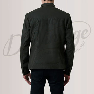 Chaqueta de algodón verde oscuro para hombre, estilo casual, corte ajustado, con botones, ligera, estilo utilitario, ropa de calle, camisa de moda. - Product Image 3
