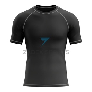 T-shirt de compression à manches courtes pour homme MMA Rash Guard ZABEX SPORTS, haut de sport extensible pour l'entraînement, Spandex/Polyester - Product Image 1