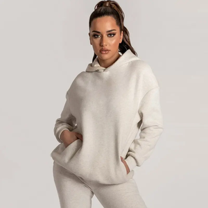 Women's Beige Oversized Hoodie Tracksuit Two Piece Jogger <b>Set</b> Casual Fleece Sweat Suit <b>Lounge</b> Wear Athletic Outfit - Product Image 6