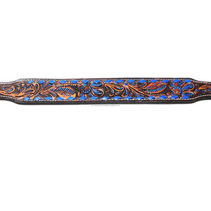 El mejor diseño de estilo occidental, Collar para perro y gato, cuero de vaca, patrón Floral pintado a mano, hebilla azul, herrajes de acero acolchados, inserción de plumas - Product Image 4
