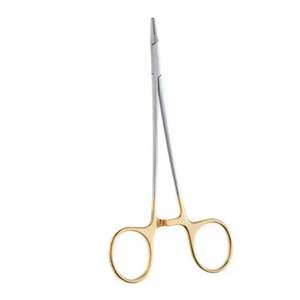 Porte-aiguille en carbure de tungstène (12 cm) TC, manuel, à pointe fine, manche doré, outil chirurgical de haute précision pour la chirurgie ophtalmique - Product Image 1